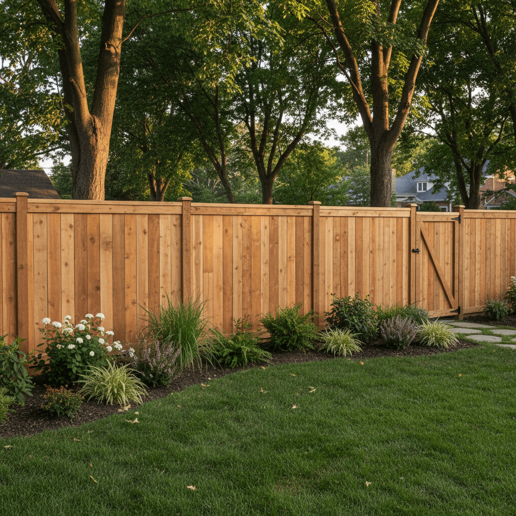 New cedar privacy fence in a Toronto backyard